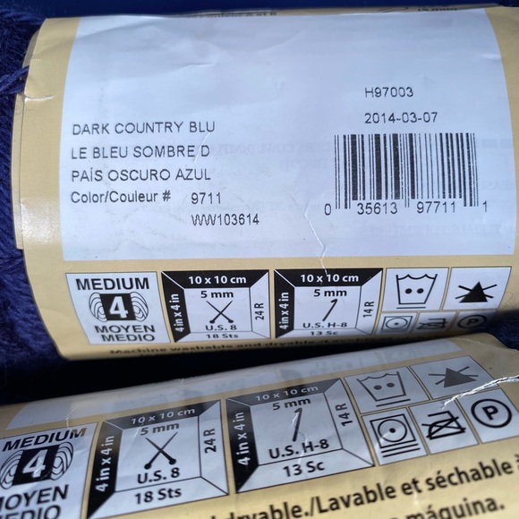 2 Skeins of Caron Simply Soft Dark Country Blue Yarn - Picture 4 of 4